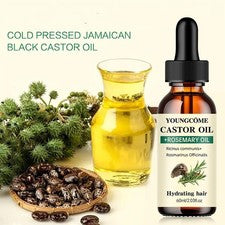Mezcla Aceite de Romero de Ricino Crecimiento del Cabello Espesor Brillo Anti Pérdida Cuidado Extremos Divididos