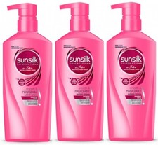 3X Champú Sunsilk 525 ml Suave Manejable Rosa Cuidado de la Salud Cabello Producto Tailandés