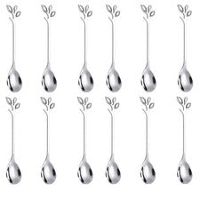 Juego de 12 cucharas estables con diseño de hojas de árbol delgado y elegante