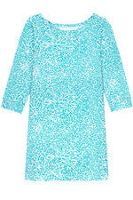 Vestido para mujer - Vestido estampado turquesa - Vestido camiseta - Mediano - Jersey algodón