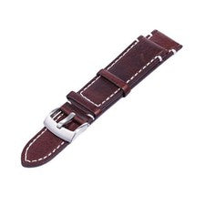 Correa de reloj de pulsera de cuero genuino de calidad puntadas blancas nueva 18 20 22 mm