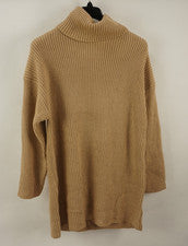 Nuevo Vestido Suéter WayF Cuello Capucha Midi Para Mujer Mediano Camel Tostado Grueso Tejido
