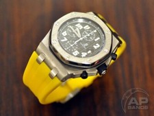 Bandas AP Scuta 100 % correa de goma amarilla para Audemars Piguet Royal Oak Offshore