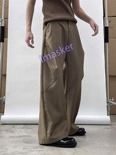 Pantalones de traje de pierna ancha drapeado estilo coreano para hombre informales ropa de calle pantalones
