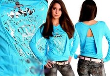 Sexy Miss Mujer Doble Look Bandeau Camiseta Girly Top 34/36/38 Turquesa Plata