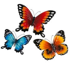 Juego de 3 arte de pared mariposa colgante metal interior exterior hogar arte decoración