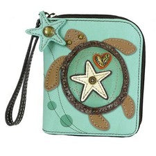 CHALA SEA TURTLE Cremallera Alrededor Cartera Muñequera Azul Nuevo con Etiquetas