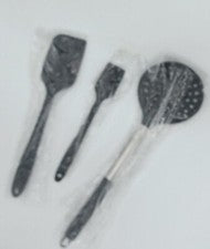 Utensilios de cocina de 3 piezas de acero inoxidable/goma (nuevos en plástico) más largos 12,5"