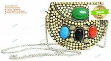 Mujer Meenakari Stone Nuevo Bolso de Mano de Moda Bolso sin asas de Metal Peq...