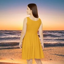 Vestido de moda para mujer, (talla L), vestido corto, elegante informal amarillo para verano.