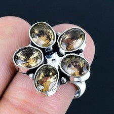 Anillo de joyería de plata esterlina 925 hecho a mano con piedras preciosas d...
