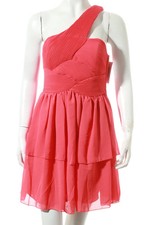 H&M Vestido Un Hombro Rojo Fiesta Midi Poliéster T. 36