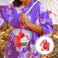 Bolso de mano pequeño estilo japonés kimono floral con cordón