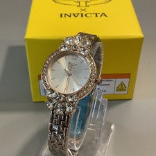 Reloj para mujer Invicta Wildflower 30 mm oro rosa esfera plateada 69109 ¡Nuevo!