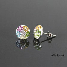 Shamballa Ohrstecker 925 Silber Plattiert Halb Ohrringe Zirkonia Strass Blume