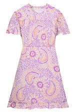 Vestido para mujer - Vestido estampado amarillo púrpura - Vestido midi - XL - Algodón