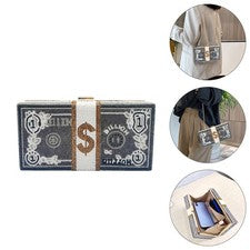 Moda Estrás Diseño de Dólar Bolso de Noche Mujeres Fiesta Vestido Completo Bolso de Mano