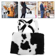 Bandolera Bolso de Hombro de Felpa Patrón de Vaca Correa de Cadena Portátil Moda Mujer Bolso