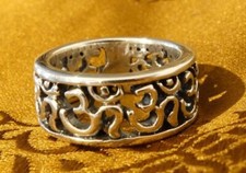 Anillo budista macizo Nepal, con OM, plata 925 sin níquel, Tíbet
