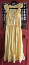 Vestido midi Kingston gris clásico amarillo sin mangas con correa talla XS NUEVO CON ETIQUETAS