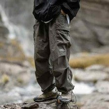 Pantalones cargo paracaídas para hombre de gran tamaño al aire libre informales pantalones impermeables para hombre