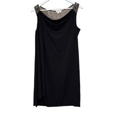 Vestido London Times negro drapeado lateral talla 10 para mujer nuevo con etiquetas