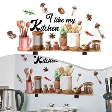 Utensilios de cocina de diseño divertido pegatinas de pared decoración del hogar decoración de habitaciones