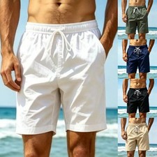 Pantalones cortos informales de verano para hombre de cinco puntos transpirables sueltos de color liso