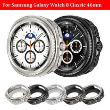 Para Samsung Galaxy Watch 8 Clásico 46mm Bisel Metal Estuche Marco Parachoques Giratorio