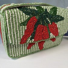 Bolso con cuentas verde pimienta chile hecho a mano en la India viral nuevo con etiquetas