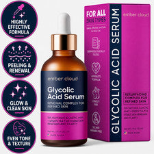 Suero facial 15 % ácido glicólico y láctico para la renovación de la piel, cuidado antienvejecimiento, 1 oz