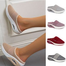 Zapatos Deslizantes Cuña Forma Plana Caminar Malla Deslizante Ortopédica Diabético Cojín de Aire