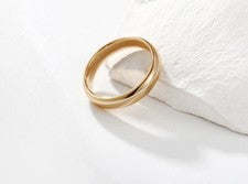 Alianza de boda unisex para hombre y mujer 4 mm”. Anillo chapado en oro 18k talla UK = R