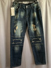 Jeans Wear Pantalones de mezclilla de moda desgastados para hombre, talla 34 ~ NUEVOS CON ETIQUETAS