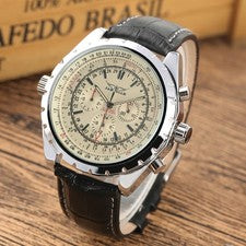 Montre Automatique Jaragar Homme Mécanique Cuir Vintage Élégante Classique Chic