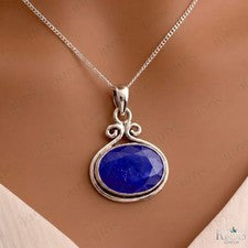 Collar colgante de plata de ley 925 con zafiro azul piedra de nacimiento de septiembre caja de regalo