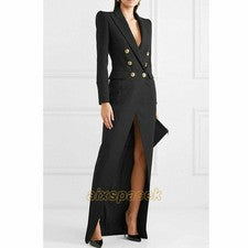 Para mujeres Vestido Largo Doble Pecho Solapa Oficina Cortavientos Formal Moda Elegante