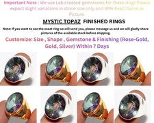 Joyería anillo enchapado en plata 925 acabado fino topacio místico para hombre y mujer