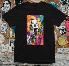 Camiseta Arte Pop Tatuaje Mujer Colorida Graffiti Estilo Callejero Estética Unisex