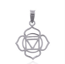 Colgante de chakra raíz de plata de ley 925 hecho a mano sin cadena 24 x 16 mm