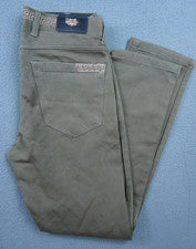 Pantalones Platini Para Hombre 30x30 Oliva Calce Bajo Ajustado Moderno Elastizado Diseñador Bordado