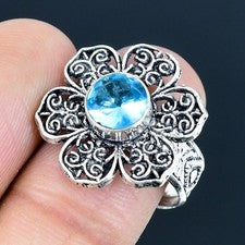 Anillo de joyería de plata esterlina 925 hecho a mano con piedras preciosas...