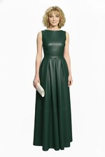 Nuevo Vestido de Cuero para Mujer Diseño Informal Genuino Largo Verde Club Hecho a Mano Elegante