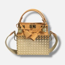 Mini bolso monedero Giambattista Valli para mujer de cuero dorado con bloqueo de hombro