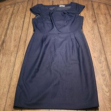 Vestido Calvin Klein Buceo Crepé Largo Azul Diseñador Business Classy Mujer Damas