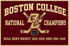 Cartel metálico de 12x8 pulgadas de campeones nacionales universitarios de Boston dorado granate