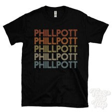 CAMISETA PHILLPOTT ESTILO RETRO REPETIDO Hombre y Mujer Novedad Genial Nombre Regalo