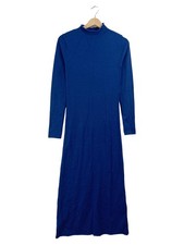 Vestido de punto MANGO mujer talla 36 S azul maxi manga larga básico