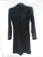 Vestido negro de malla de cuero para mujer French Connection talla 4