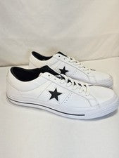 Converse M 11/W 13 One Star Cuero Perforado Parte Superior Baja 'Blanco Negro' 158464C NUEVO